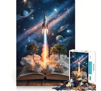 Lancement de fusée d'un Livre Ouvert vers l'espace Puzzle de 1000 pièces pour Adolescents Jeu de logique Stimulant Amusant en intérieur Bordure Premium Cadeau mémorable (50x75cm)