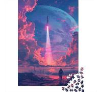 Lancement de Fusée Spatiale Puzzle 1000 Pièces Papier pour Adultes Ciel Onirique Jeu de Puzzle Décoration Cadeau 38x26cm/1000pcs