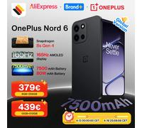 Lancement mondial 2026 OnePlus Nord 6 5G 8 Go + 256 Go / 12 Go + 512 Go, Snapdragon 8s Gen 4, 165 Hz, 9 000 mAh, IP69/IP69K, appareil photo 50 Mpx avec stabilisation optique (OIS), version 12 Go + 512