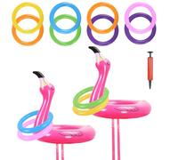 Lancer Gonflable Flamant Ring Toss Game,Jouets de Piscine gonflables,Jouets de Piscine gonflables Roses,Aniversaire Piscine Le Mariage D'été Flamingo Party Hawaii Intérieur Extérieur Summer