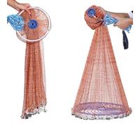 Lancer Un Filet 1 PCS Fishing Nets Throw Casting Network avec Anneau 2,4-4,8 m avec des plombs Fly Catch Fish Net Cast Net(3)