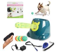 Lanceur automatique de balle pour chien avec télécommande - Lanceur de machine interactive pour chiens de petite et moyenne taille avec 6 balles en latex lavables à rebond élevé, clicker