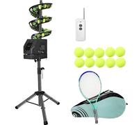 Lanceur Automatique De Balles De Tennis, Machine à Balles avec Télécommande, 4 Distance Réglable Hauteur & Angle, Raquette Et 10 Balles De Tennis, Capacité D'environ 33 Balles B