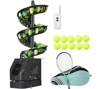 Lanceur Automatique De Balles De Tennis, Machine à Balles avec Télécommande, 4 Distance Réglable Hauteur & Angle, Raquette Et 10 Balles De Tennis, Capacité D'environ 33 Balles A