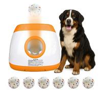 Lanceur automatique de balles pour chien avec 6 balles, lanceur interactif pour chiens de taille moyenne et grande, 3 distances réglables (8,8 à 20,9 m), télécommande pour jeu en plein air