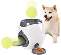 Lanceur automatique de balles pour chien - Machine de lancement de balles d'intérieur avec plateau plat d'alimentation - Machine de balle de tennis pour chien avec 2 balles - Jouets interactifs pour