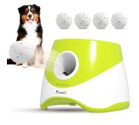 Lanceur Automatique de balles pour Chiens PawHut avec 5 balles de Tennis en ETPU, Lanceur de balles pour Chiens avec 3 réglages de Distance (6 m/10 m/14 m), Jouet interactif d'intérieur et