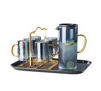 Lanceur Bouilloire froide en verre épaissi pot de jus maison créatif avec couvercle filtre théière résistant aux hautes températures ensemble tasse d'eau