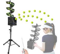 Lanceur de balle de tennis - Lancement intelligent par intervalles - Rotation automatique, télécommande, capacité de 33 balles pour l'entraînement d'un seul joueur