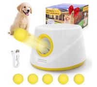 Lanceur de balles automatique pour chien amélioré avec 5 balles ETPU, 3 distances de lancement réglables, jouet interactif pour chien, lanceur de balles pour chien d'intérieur et d'extérieur pour Oran