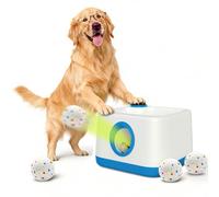 Lanceur de balles automatique pour chien, mise à niveau 2 en 1 interactif 3 distances réglables pour chiens de taille moyenne à petite, lanceur de balles rechargeable activé par les pattes avec balles