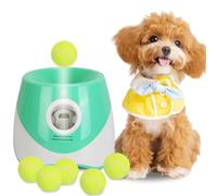 Lanceur de balles automatique pour chiens, lanceur de balles interactif pour chien avec 6 balles en ETPU de 5 cm, 3 paramètres de distance réglables (25 à 8 m), jouet d'entraînement pour intérieur et