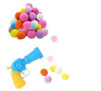 Lanceur de balles interactives pour chat avec 20 pompons doux avec 1 main - Jeu pour animaux domestiques - Déclencheur instincts de chasse favorisant l'exercice et le stress