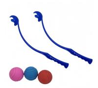 Lanceur de balles pour chien, lot de jouets pour chien comprenant 2 lanceurs de balles pour chien et 3 balles à mâcher pour chien, lanceur de balle de tennis manuel avec une poignée ergonomique fine