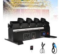 Lanceur de confettis électrique, machine à confettis 4 coups avec DMX sans fil et télécommande, canon à confettis for mariage, discothèque, spectacle, club, scène, fête