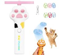Lanceur de disque volant pour chat, jouet à rapporter avec hélice, lanceur de disque volant lumineux et jouets à rapporter pour chats, jouets de soucoupe volante avec hélices colorées pour dressage et