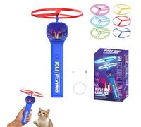 Lanceur de disque volant pour chat pour l'intérieur et l'extérieur, jouets interactifs pour chats avec batterie rechargeable et toupies lumineuses pour l'exercice quotidien (bleu)