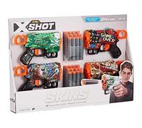 Lanceur de fléchettes en mousse - X-Shot - Skins - 4 lanceurs - 24 fléchettes - 88.6 ft de portée