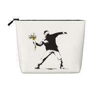 Lanceur de fleurs blanc étanche grande capacité avec fermeture éclair voyage d'affaires maison sac de rangement sac de rangement porte-monnaie, Noir , Taille unique