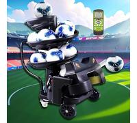Lanceur de football avec télécommande - Entraîneur de tir de football entièrement automatique Portée de 5 à 20 m, capacité de 15 balles, fréquence de 4,5 à 8 s pour l'entraînement et les exercices