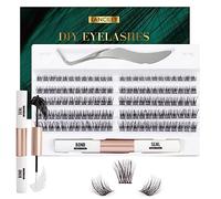 Lanciley Faux Cils Extension Cils 120 Grappes Faux Cils Individuel avec Colle Imperméable Lash Bond and Seal Pinzas 3D Réutilisables Cluster Lashes Fácil de Usar en Casa C D Curl 10-16mm - L23