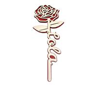 LANCK_Rose Éternelle Personnalisée avec Prénom - Fleur en Bois Gravée au Laser - Décoration Florale Durable pour Fête des Mères, Anniversaire ou Mariage - Cadeau Unique Fabriqué à la Main