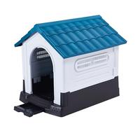 Lanco - Chenil pour Petits Chiens avec Toilettes. Utilisation intérieure et extérieure avec grilles d'aération. Matériau résistant. 68x55x66cm. Bleu et Blanc.