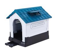 Lanco - Chenil pour Petits Chiens avec Toit réglable et Toilettes. Utilisation intérieure et extérieure avec grilles d'aération. Matériau résistant. 68x55x66cm. Bleu et Blanc.