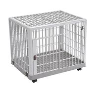 Lanco - Jaula Para Mascotas Perro y Gato Premium. De plastico: resistente y Lavable Sin corrosión. Con Puerta, Tapa Superior y Ruedas Para Mover facilmente. Medidas: 65 x 50 x 56 cm. Color Blanco