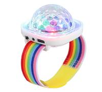Lancoon Boule disco - Mini lampe LED portable - Montre stroboscopique - Bracelet USB - Chargement vocal - Avec ventouse - Pour enfant, fête, voiture, danse, DJ - Club (blanc)