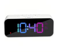 Lancoon Horloge numérique avec affichage couleur RVB Commande vocale Multifonction LED Enregistreur vocal Réveil Rétroéclairage réglable Fonction Snooze 12/24H Plug-in Alimentation pour chambre à
