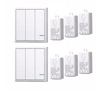Lancoon Kit Interrupteur Sans Fil, Télécommande Bouton Poussoir Transmetteur Installation Facile Pour Maison Douille Lumière E26 E27 Socle Ampoule