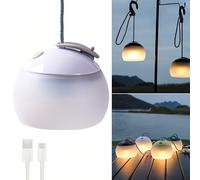 Lancoon Lampe de camping rechargeable avec décoration d'ambiance Lanterne ronde 3 niveaux de luminosité Crochet Design Lampe de table Longue durée pour tente d'urgence Pêche
