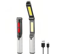 Lancoon Lampe d'inspection rechargeable avec lampe de poche LED Base magnétique suspendue 4 modes d'éclairage 3 types de mèches Port de charge pliable pour extérieur Garage Camping