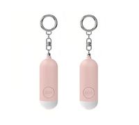 Lancoon Lot de 2 alarmes personnelles - 130 dB - Rechargeable - Avertissement de batterie faible - Alarme de sécurité avec lampe de secours LED - Porte-clés pour femmes, enfants, personnes âgées -