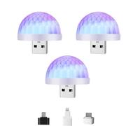 Lancoon Lot de 3 mini boules disco USB stroboscopiques LED magiques avec activation sonore pour fêtes, bar DJ et karaoké (blanc)