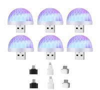 Lancoon Lot de 6 boules disco mini USB - Lumières LED stroboscopiques activées par le son pour la maison et les anniversaires (blanc)