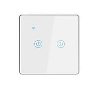 Lancoon Lumière Intelligente Interrupteur étanche avec Support de Cadre en Aluminium Argenté Commande vocale à Distance sans Fil Convient pour la Chambre d'hôtel de Bureau (2 Gang)
