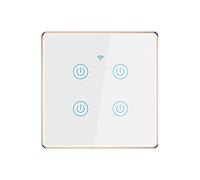 Lancoon Lumière Intelligente Interrupteur étanche avec Support de Cadre en Aluminium doré Commande Vocale à Distance sans Fil Adaptée à la Chambre d'hôtel de Bureau(4 Gang)