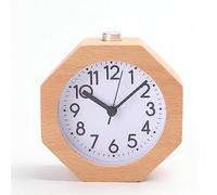 Lancoon Réveil Analogique en Bois, LED Non-Tic-Tac avec Chiffres Arabes Réveil Lumière Nuit Snooze Fonction Batterie Facile à Régler pour Les Enfants Hommes Femmes, Jaune