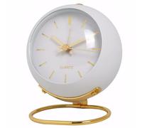 Lancoon Réveil analogique rétro à quartz avec veilleuse, silencieux, sans tic-tac, alimenté par piles, design simple et mignon, horloge de bureau en métal pour chambre à coucher, étagère, chevet