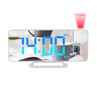 Lancoon Réveil par Projection, réveil numérique à LED colorées avec Surface Miroir, luminosité réglable, Affichage 12/24 h, Double Alarme, répétition, Port de Charge USB pour Les Gros dormeurs