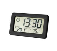 Lancoon Thermomètre Hygromètre Numérique, Horloge LCD avec Grand Écran 12/24 Heures Suspendu et Debout Batterie Mince pour Chambre à Coucher Accueil