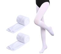 Lancry 2 paires de collants de danse 80D pour filles, blanc, S