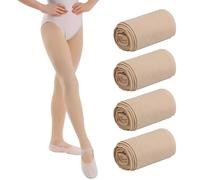 Lancry 4 paires de collants 40 deniers fille velours collants enfants élastiques collants de ballet, couleur chair, 2-5 ans