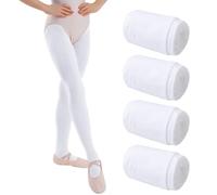 Lancry Lot de 4 paires de collants élastiques en velours 40 deniers pour fille, Blanc., 5-8 ans