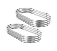 Land Guard Kit de jardinière surélevée galvanisée, 2 pièces, 3 × 1 × 3 m, bacs de jardin surélevés ovales en métal pour légumes, pour l'extérieur, 3 x 1,2 x 3 m