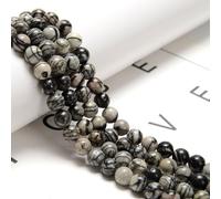 Land Long Lot de 95 perles en jaspe naturel de soie de 8 mm avec puissance énergétique - Perles rondes et lisses pour la fabrication de bijoux et loisirs créatifs