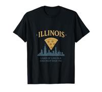 Land of Lincoln Plat Profond Motif Horizon de Chicago T-Shirt