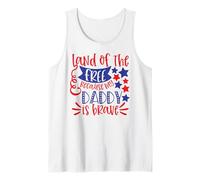 Land of The Free Because My Daddy is Brave USA 4 Juillet Débardeur